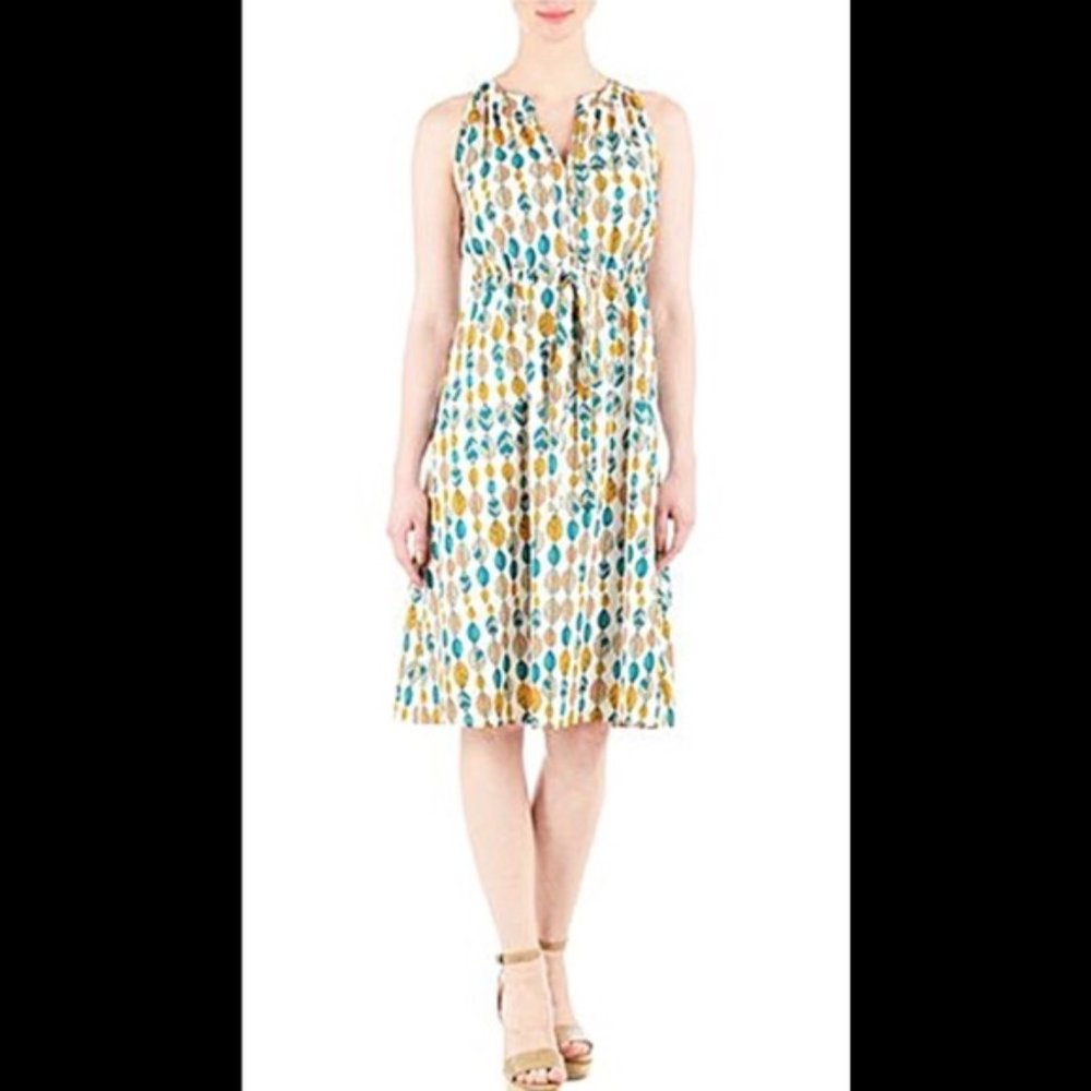 NWOT Eshakti Leaf Print Sleeveless Dress Size 20